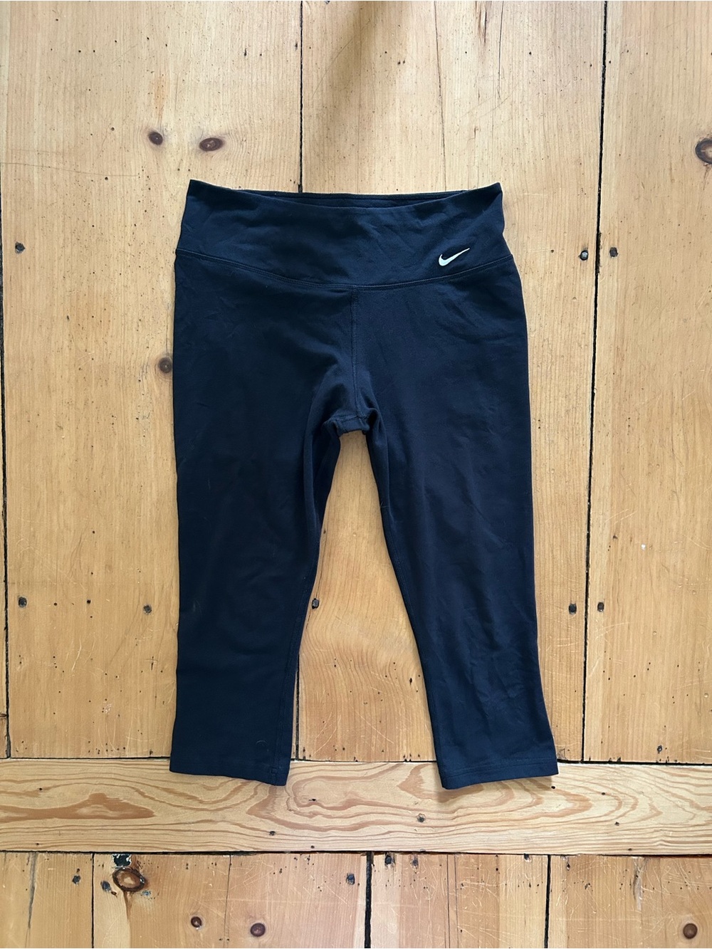 Nike Black Capri Leggings with White Swoosh